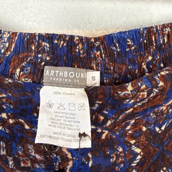 Earthbound Womens Flare Maxi Skirt Size S Medallion Gypsy Bobo Slit Lightweight - Picture 6 of 8